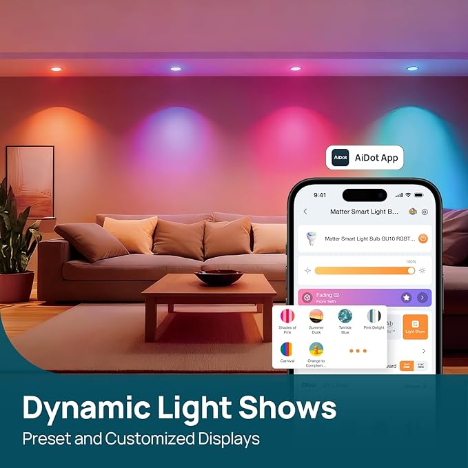Linkind Matter GU10 Smart Light Bulbs, MR16 GU10 LED Bulbs, 4Pack | Work with Alexa/Apple/Google Home, Warm & Daylight White(1800K-6500K), Music Sync & Light Shows, 40W 470LM Color Changing