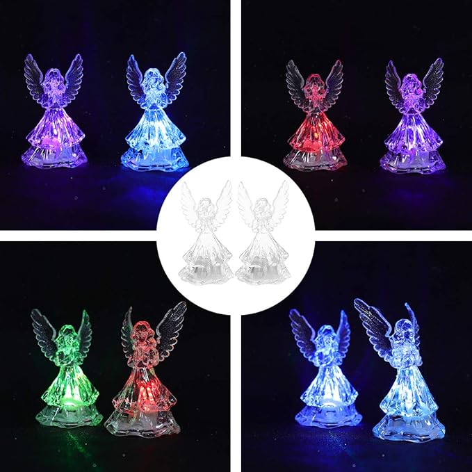 STOBOK Acrylic Angel Night Light Led Figurine Prayer Lamp Cute Cartoon Bedside Light 3.54X2.16X2.16In Decorative Table Lamp for Home and Party Ambiance