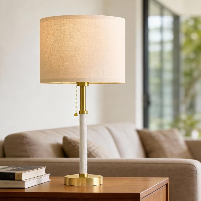 G-SAFAVA 22" Table Lamps Mid Century Modern Lamps for Bedroom Living Room Bedside Lamps for Night Stands Wood Nightstand Lamp Gold Small Side End Table Lamps Set of 2 Vintage Home Deco Office Gifts