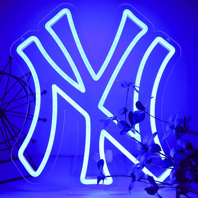 AHlove YANKEES Neon Signs for Wall Decor，Baseball Team Neon Lights for Bedroom，LED Signs Suitable for Man Cave、Dormitory、Games Room、Bar，Gifts for Teen Boys