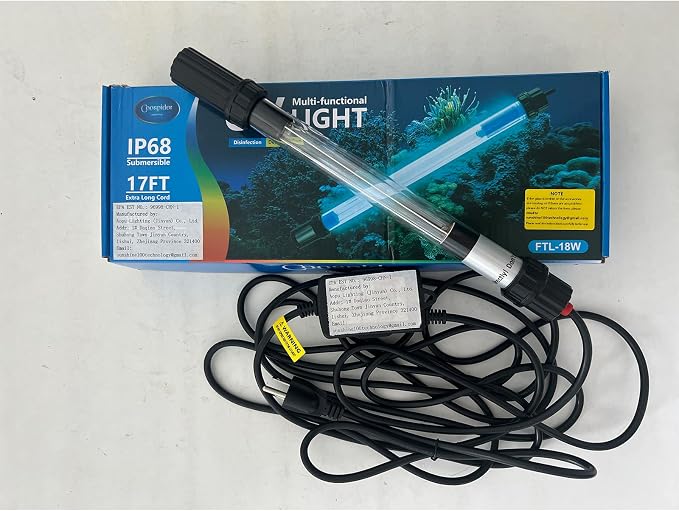 55W Pond UV Light for 500-6000 Gallon, Pond UV Light with 17FT Cord | UV Pond Water Clarifier for Koi Pond, Swimming Pool, Spa, Large Fish Tank, Cold Plunge UV Light for Pond Algae Control