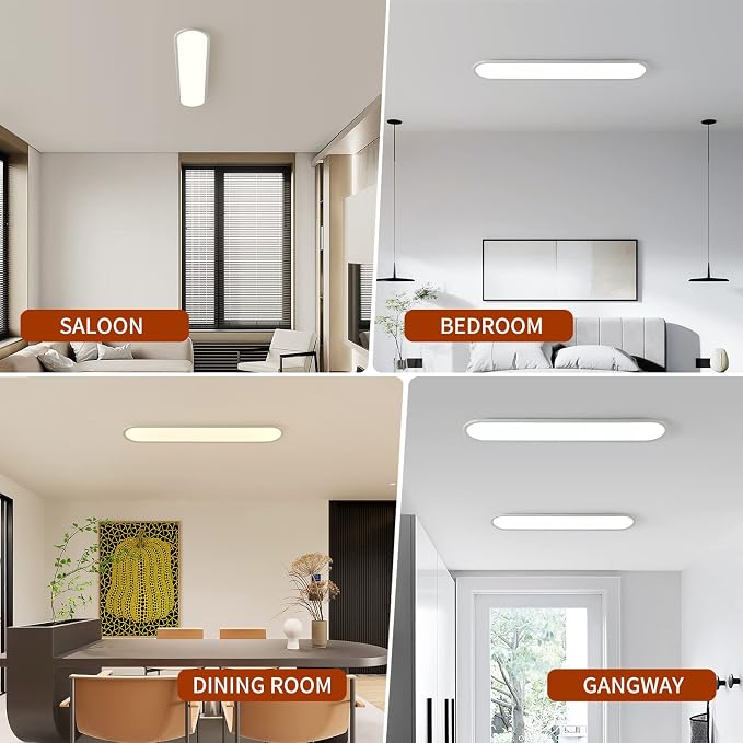 39.4 Inch Dimmable LED Ceiling Light, High Brightness Long Ceiling Lamps,3000-6000K Selectable Modern Ultra Thin Low Profile Light Fixture for Bedroom Kitchen Closet Hallway,White/48W