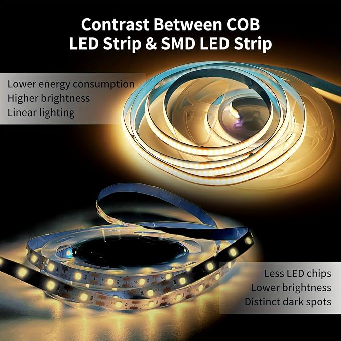 USB LED Light Strip, 3000K Warm White COB LED Strip Lights, 3.28FT TV Lights Flexible Small Led Lights with Touch Switch Controller White 5V LED Strip Light for TV Backlight Bedroom