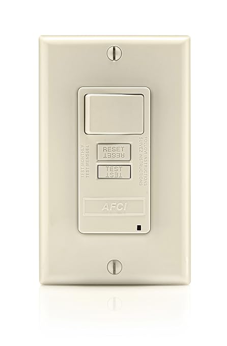 Leviton AFCI/Switch Combination, 15 Amp, Self Test, LED Indicator Light, AFSW1-T, Light Almond