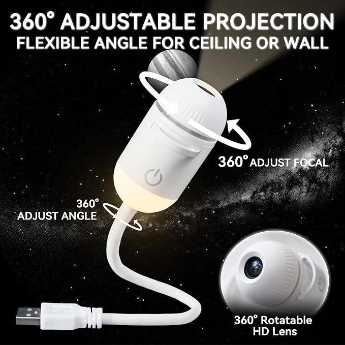 2-in-1 Galaxy Projector Night Light with 5 Projection Films for Bedroom