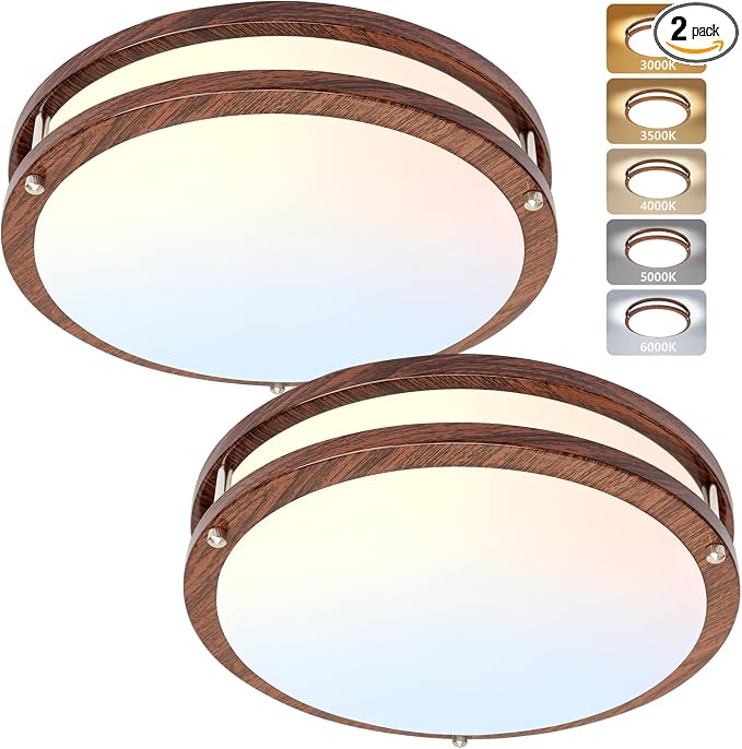 Flush Mount Ceiling Light - 2 Pack 14″‌ 36W 3000K/3500K/4000K/5000K/6000K Dimmable Led Ceiling Light Fixture for Kitchen Hallway Bedroom Bathroom (2, Nussbaum, 14 Inch)