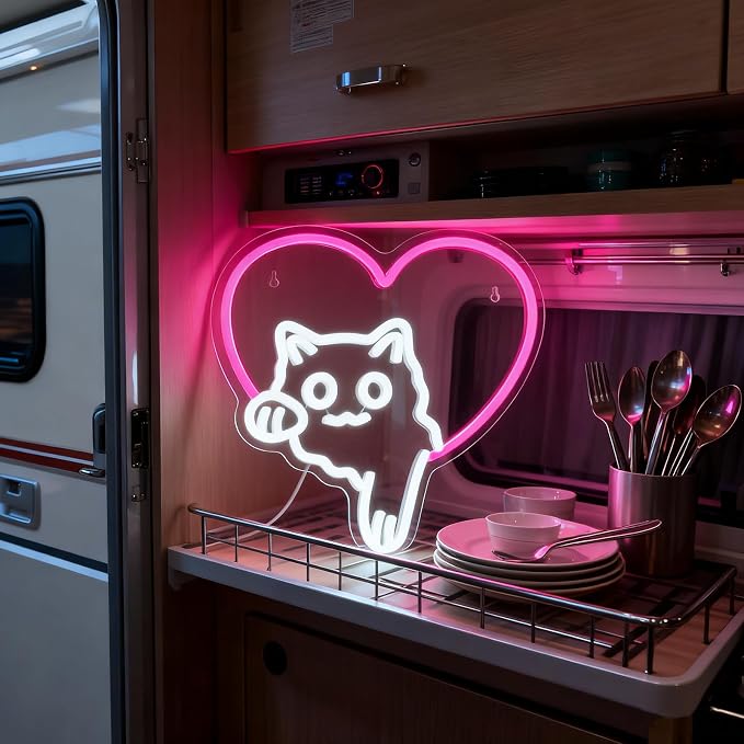 Cat Neon Sign Dimmable LED Animal Neon Light for Bedroom Kids Room Decor | Cute Cat Theme Design for Pet Lovers Kids Room Bedroom Dorm Playroom Nurseries and Animal Lovers Gift Ideas Home Decoration