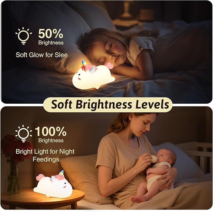 Dealswin Christmas Stocking Stuffers Girls Gifts, Cute Animal Silicone LED Night Light for Kids, Color-Changing Touch Lamp, Bedside & Nursery Night Lamp for Toddlers Baby Room Decor, Birthday Gift
