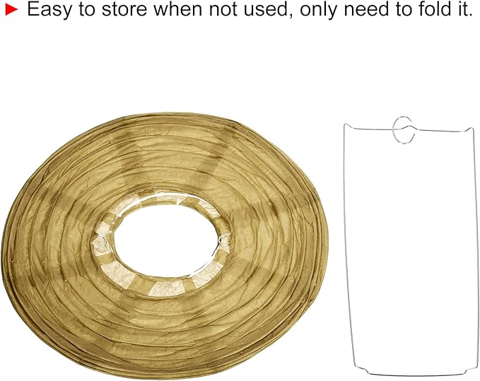 PATIKIL 8 Inch Paper Lanterns, 6 Pack Round Folding Hanging Lamp Shade for Wedding Home Party Festival Celebration, Gold