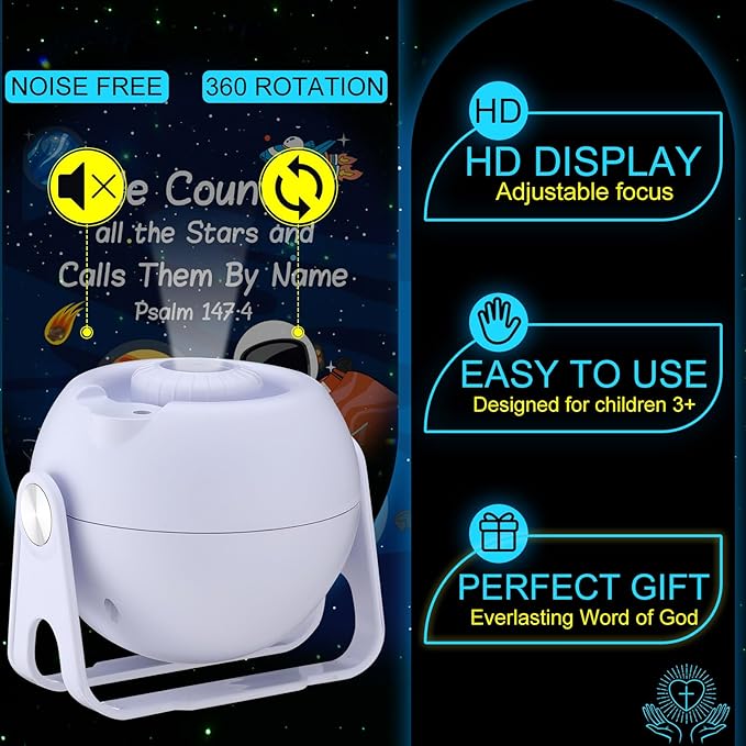 Bible Verses Projector Galaxy Projector Includes 12 Interchangeable Christian Discs Night Light Set Project Religious on Walls or Ceilings for Gift(Classic)