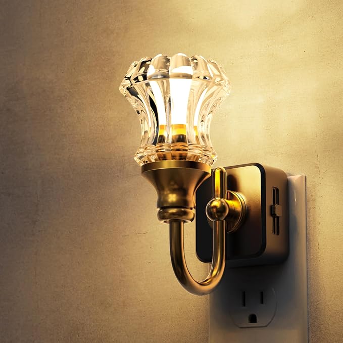 L LOHAS LED Night Lights Plug into Wall, 3000K Soft White | Floral Night Lights with Dusk to Dawn Sensor, 0-100lm Adjustable Brightness, for Hallway Bedroom Stairway