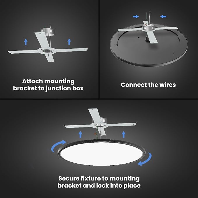 Feit Electric 25in Selectable White Ceiling Light, 2500 Lumens, 5 Color Temperatures (2700K-6500K), Dimmable, 36W Flush Mount, Perfect for Office, Kitchen, and Living Spaces, FM25LP6WYBK