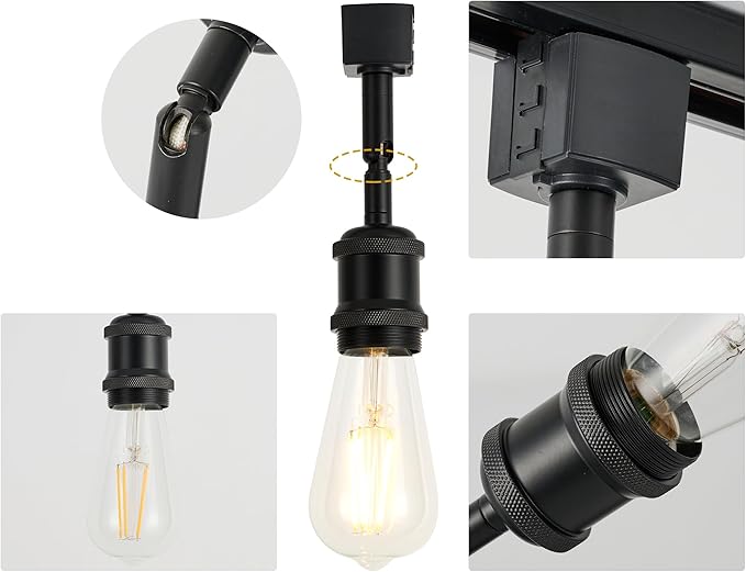 H Type Track Lighting Head to E26 Track Light Heads Modern Pendant Track Lighting Fixtures Ceiling for Kitchen, H Track Lighting Rail System Compatible, 4 Pack (No Bulbs)