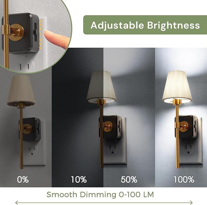 L LOHAS LED Night Lights Plug into Wall, Pleated Fabric Cover Night Light | 2 Pack 5000K Daylight with 0-100LM Dimmable Night-light, Dusk to Dawn Sensor Vintage Nightlight for Bedroom Living Room