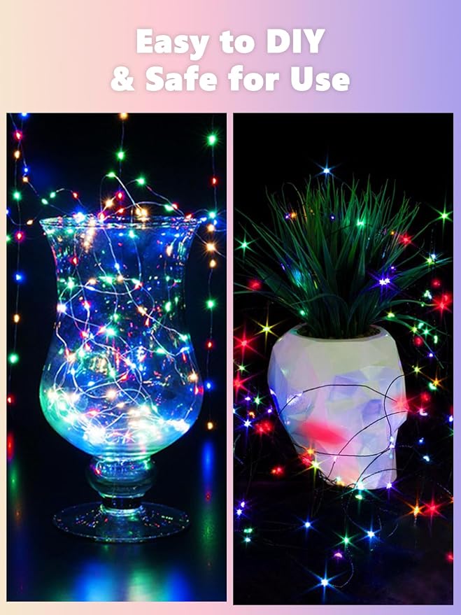 4 Pack Fairy Lights Battery Powered with Remote Twinkle Lights Multicolor | Each 80LED 26FT, 8 Modes, Timer, Bendable & Waterproof Wire, LED String Light Indoor Outdoor for Christmas Garland Home Decor