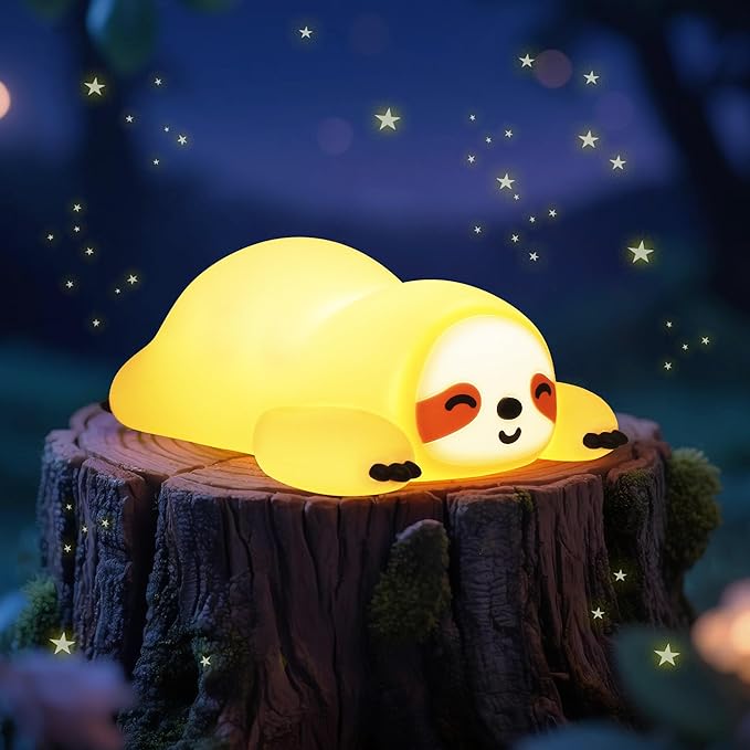 Sloth Gifts, Cute Animal Silicone Night Light with USB Rechargeable, Touch Control & Timer, Suitable for Breastfeeding Reading Working Sleep for Baby Kids Teens Adults