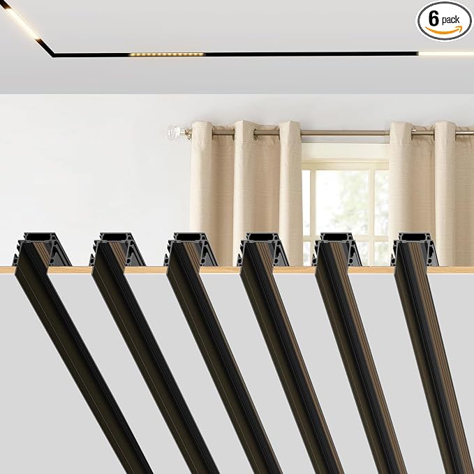 SCON 6-Pack Track Rails, Recessed Magnetic Track Lighting Kit, Easy Install | Flush Mount Low Profile Ceiling Track, Modular Track Lighting Solution for Kitchen, Living Room, Office and Retail Spaces