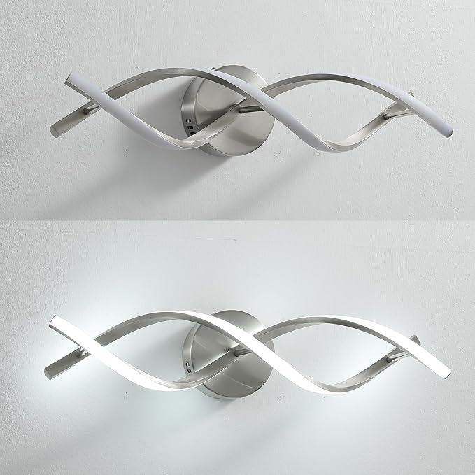 Modern Nickel LED Vanity Lighting,Bathroom Light Fixture Over Mirror,21 Inch,6000K Cool White