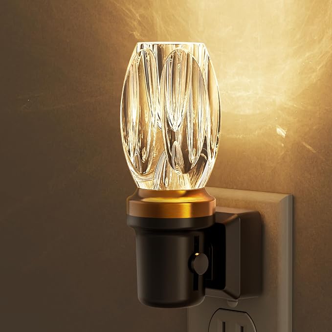 L LOHAS LED Night Light, Dimmable Night Lights Plug into Wall, Light Sensor | Automatic Nightlights Plug in, 3000K 100LM, LED Nightlight, Crystal Acrylic Decorative, Hallway Bedroom Bathroom, 1 Pack