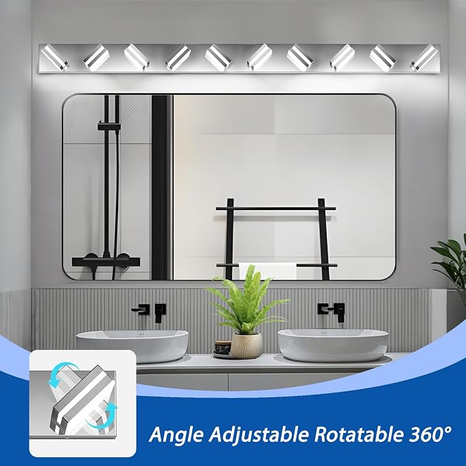 IZORRO LED Modern Bathroom Lights Fixtures(10-Light,Dimmable),Chrome Acrylic Wall Lighting,Vanity Lights for Bathroom Over Mirror - 6000k 40In （No Assembly Required）