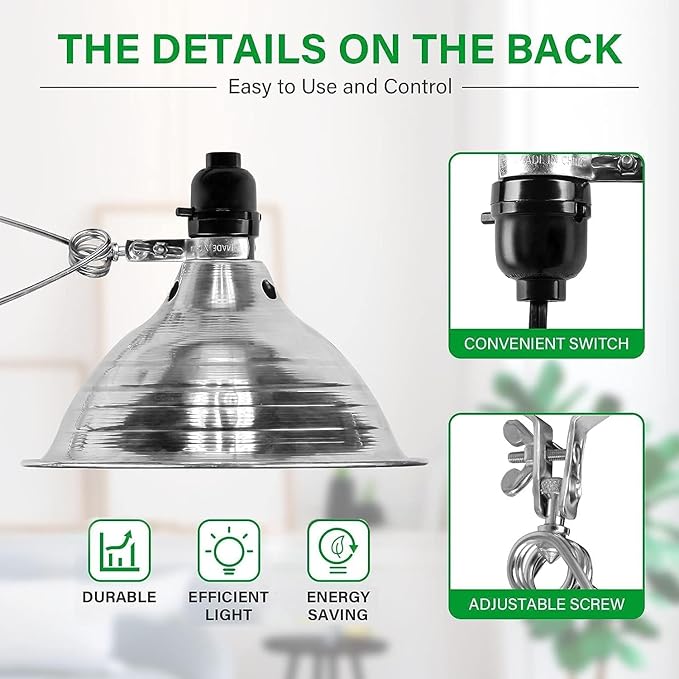 Simple Deluxe Clamp Lamp Light with 8.5 Inch Adjustable Aluminum Reflector and 6 Feet Cord, up to 150W E26 Socket (no Bulb Included), 1-Pack