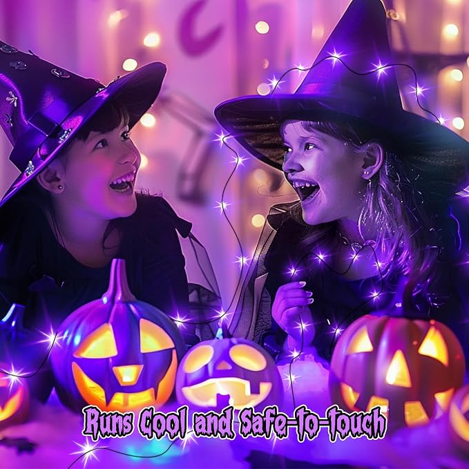 Minetom 6 Pack Purple Fairy Lights for Halloween Decor | 7ft 20 LED, Waterproof Battery Firefly Lights for Halloween Decor, Pumpkin DIY Craft, Paper Lantern Decor