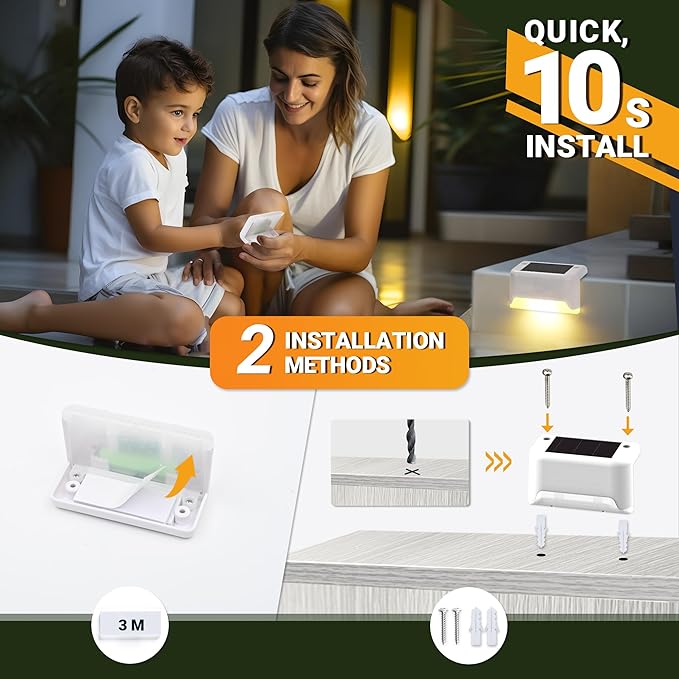 Solar Fence Lights Outdoor,Solar Step Lights Waterproof Led Lights for Outdoor Deck,Stairs, Fence, Patio,Yard,Porch and Balcony(12Pack,Warm White)