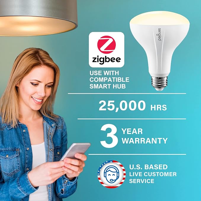 Sengled Zigbee BR30 Smart Bulb, Works with SmartThings and Echo with Built-in Hub, Voice Control with Alexa and Google Home, Hub Required, Dimmable Flood Light Bulb, Soft White 2700K, 2 Pack
