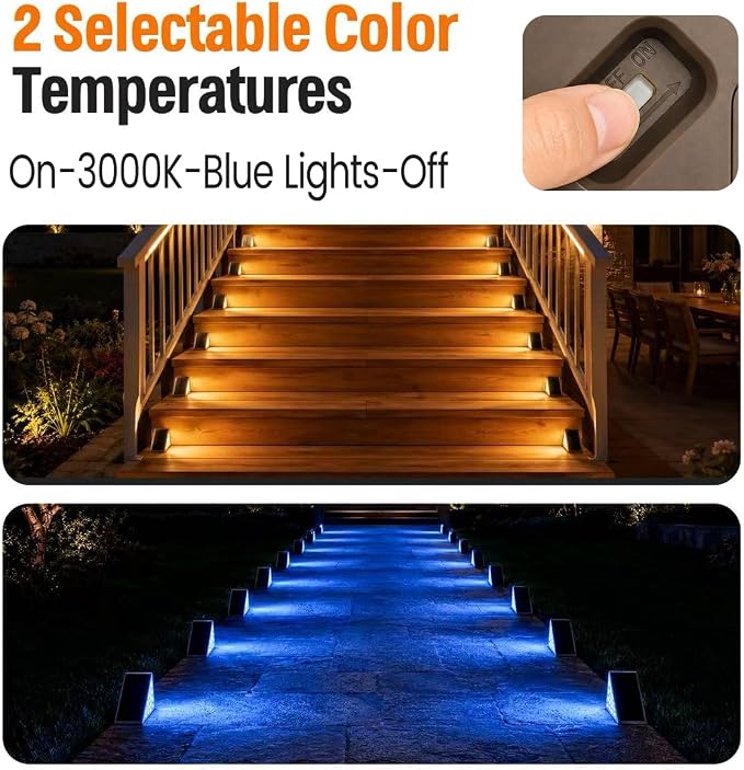 Blue Solar Lights for Outside, Solar Deck Lights Outdoor Waterproof, Step