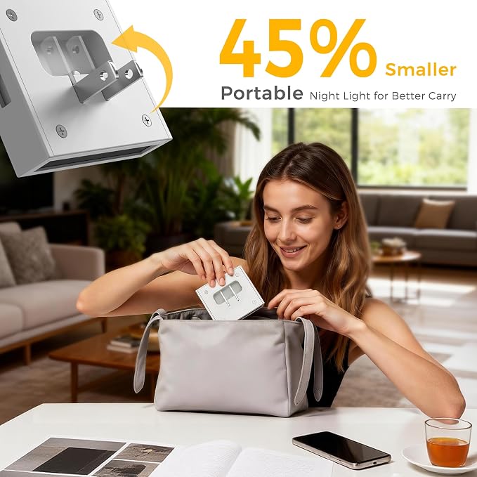 L LOHAS LED Night Light,Night Lights Plug into Wall,Dusk to Dawn Sensor | 0-100LM Stepless Dimmable Brightness,3000K Soft White,Foldable Night Lights for Travel Bathroom Hallway