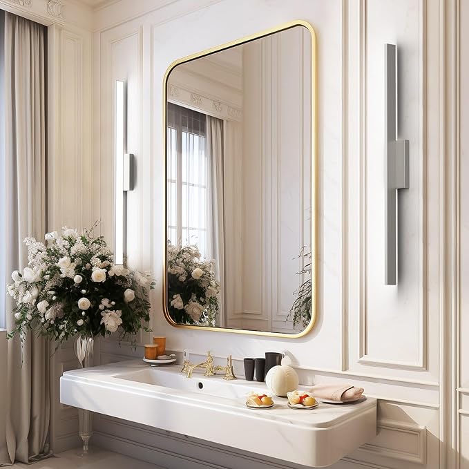 Ralbay Brushed Nickel Vanity Light for Bathroom Metal Acrylic Modern LED Bathroom Light Fixtures Brushed Nickel 40inch