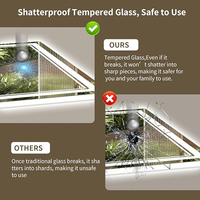 30"x55" LED Bathroom Mirror with Lights, Backlit + Front Lit, Anti-Fog, Lighted Bathroom Mirror for Wall, HD Shatterproof Tempered Glass, Dimmable, Memory Function (Horizontal/Vertical)