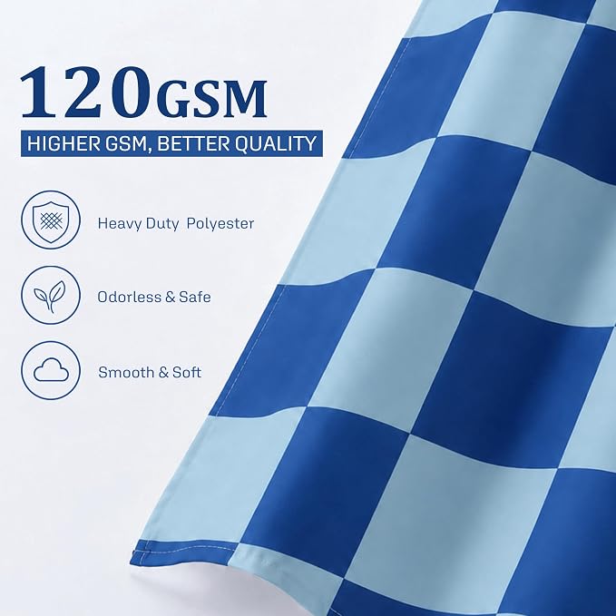 Ohocut Checkered Shower Curtain, Shower Curtains for Bathroom, Cute Retro Checkboard Shower Curtain Vintage Aesthetic, Washable Fabric Bath Curtain (Double Blue, 72''x72''(183x183cm))