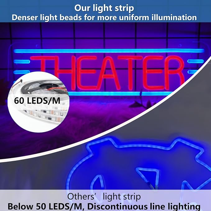 Movie Theater Neon Signs,Theater Neon Lights for Home Theater, Theater Party Decorations, Neon Sign for Theaters,Gatherings with Friends