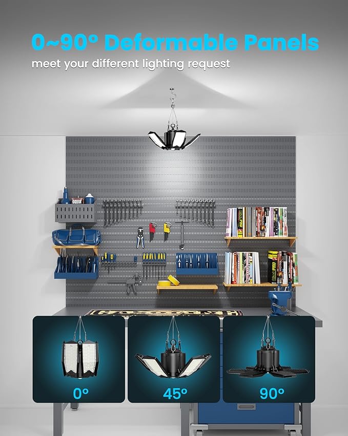 Plug-in Motion Sensor Garage Light 20000LM, Linkable Garage Ceiling Light LED with Timer Setting, Motion Sensor Light Indoor Bulb - 360° Detection for Workshop/Basement