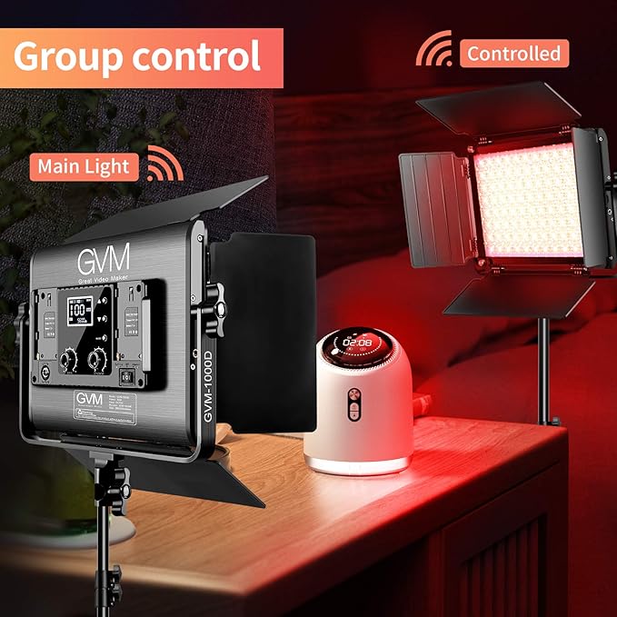 GVM RGB LED Video Light with Bluetooth Control, 360° Full Color 1000D PRO Video Lighting Kit with 736pcs Led Beads, 2 Packs Led Panel Light for YouTube Studio, Video Shooting, Conference, CRI 97+