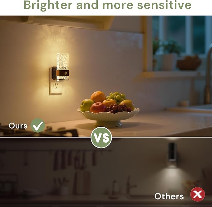 L LOHAS LED Motion Sensor Night Light, 2 Pack Night Lights Plug Into Wall | Motion Activated and Dusk to Dawn Sensor, 0-100LM Dimmable Nightlight, Warm White Nightlights for Bathroom, Hallway, Gift