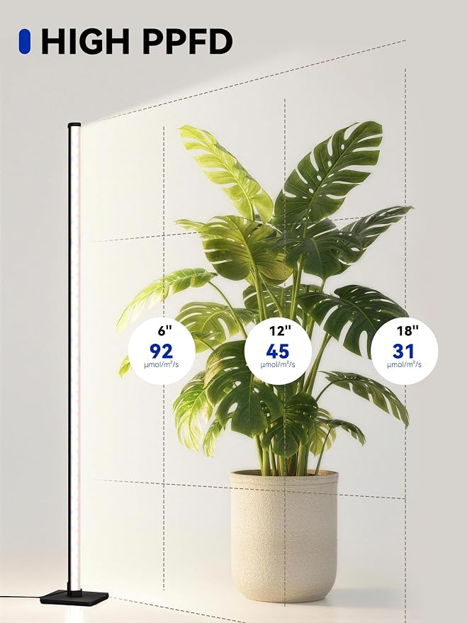 Vertical Grow Light for Indoor Plants, 60in LED Standing Lamp | 36W Full Spectrum Plant Lights with Auto Timer, 268 LEDs Dimming and 3 Light Modes for Wide Coverage Area in Indoor Gardens