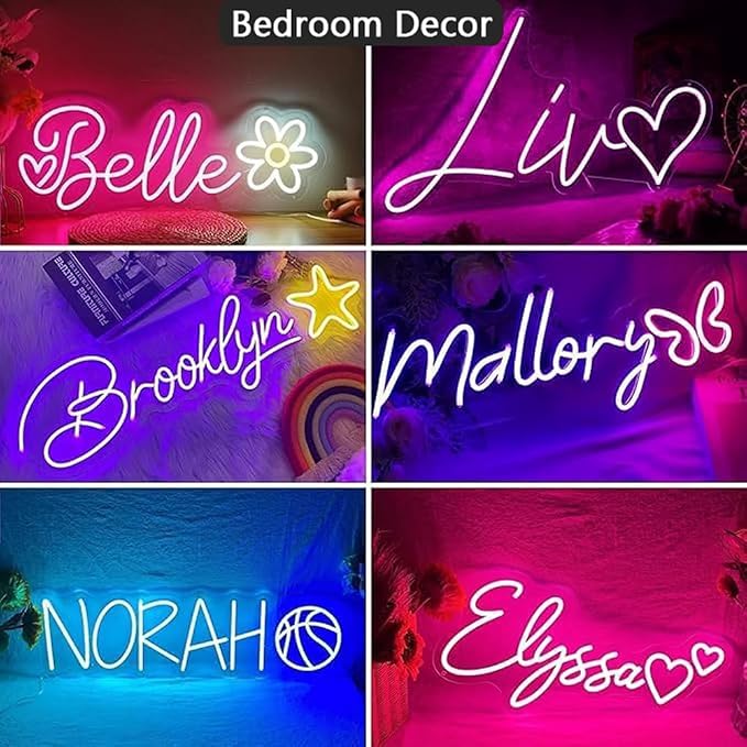 Custom LED Neon Sign, Personalized Wall Decor for Celebrate & Home | Customize your text or logo size from 10" to 60", Holiday party wedding gifts, Personalised business logo, Kids Room decor