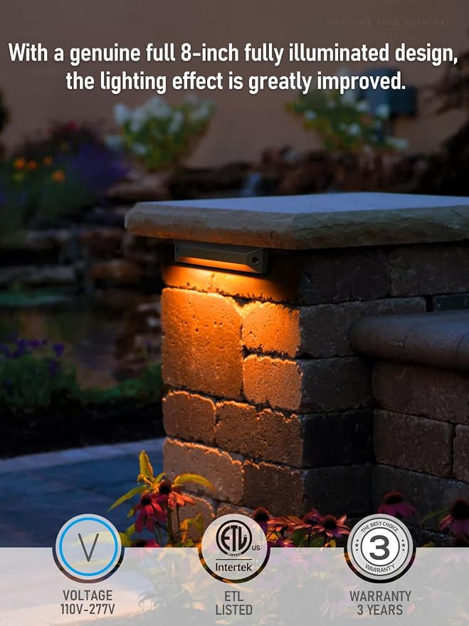 LEONLITE 6-Pack 8 Inch 5CCT Low Voltage LED Step Lights Outdoor | 1800K/2700K/3000K/4000K/5000K, 12-24V AC/DC, Surface Mount Deck Lights, IP65, for Yard Garden, Aluminum, Oil Rubbed Bronze