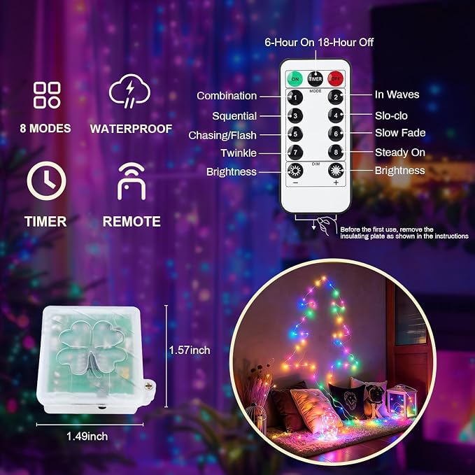 6 Pack Fairy Lights Battery Operated with Remote Timer 8 Lighting Modes,7ft 20 LED Waterproof Mini String Lights for Halloween Christmas Table Centerpieces Bedroom Decorations,Rainbow-Pastel