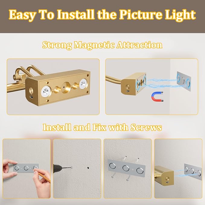 Battery Operated Wall Light, Set of 2, Gold, Remote Control | 13.8'' 4000mAh Cordless,Gold Wall Light, Magnetic for Easy to Charge,Timers, Display for Gallery Living Room Bedroom