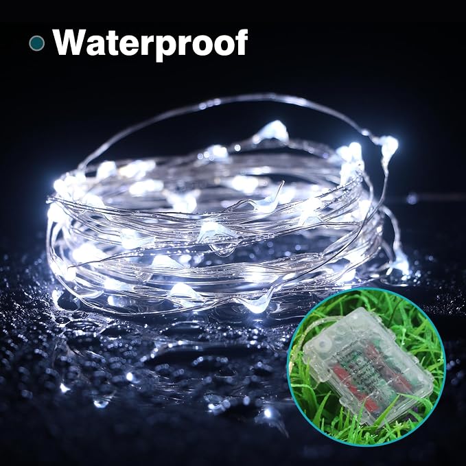 8 Pack Fairy Lights Battery Operated with Remote, Each 39Ft 120LED Battery Powered String Light with Timer, 8 Modes Waterproof Twinkle Christmas Lights for Bedroom Party Indoor Mason, Cool White