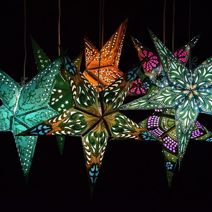 Green Obsession Paper Star Lantern with 12 Foot Power Cord Included