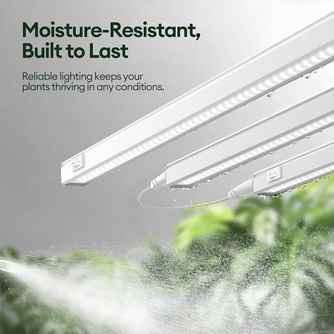 Grow Lights for Indoor Plants, Sunlike Full Spectrum 5000K 2FT LED Growing Lamp 60W (4 x 15W), T5 Grow Light Strip for Seed Starting, Vegetables, Linkable, White, 4-Pack