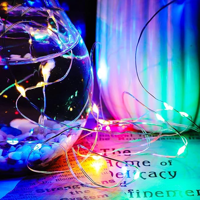 16 Pack 30 Led Fairy Lights Battery Operated String Lights 10 Feet Waterproof Twinkle Lights Mason Jar Lights Silver Wire Fireflyfor Christmas Party Multicolor…