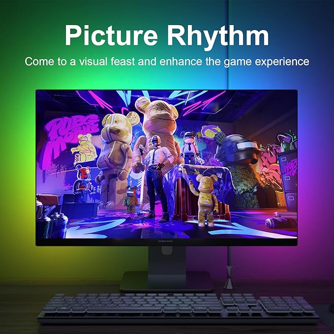 MIHEAL Gaming Monitor Light, Backlight with Screen Color sync Effect for 24inch Computer Monitor, Compatible with Windows