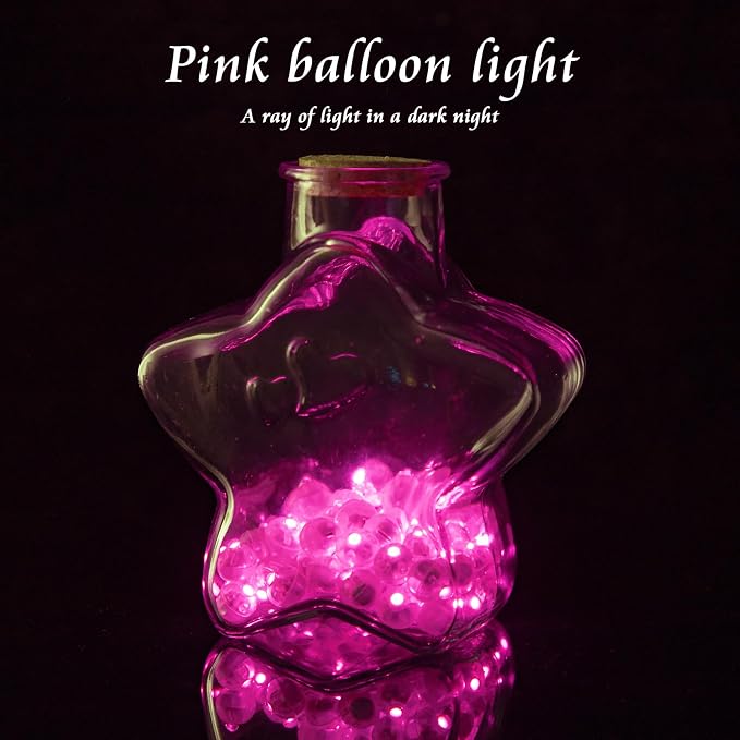 200pcs Balloon Lights Warm White Mini LED Lights Round Long Standby Time Multicolor Ball Lamps Paper Lantern for Easter Birthday Party Christmas Halloween Decoration Pink