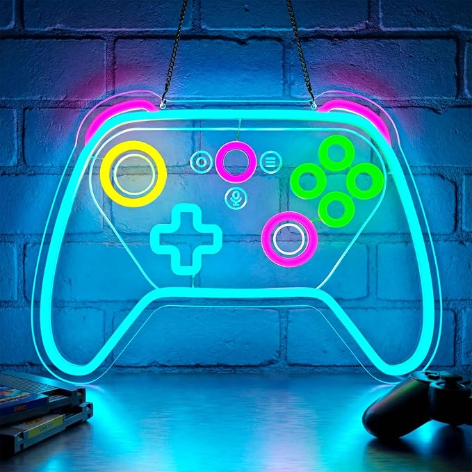 Gamer Neon Sign,Game Controller LED Sign for Gaming Room Decor,USB Powered Dimmable Neon Sign for Gamer Room,Game Neon Sign for Teen Boy Room Decor,Gaming Wall Decor,Gamer Gifts for Boys,Kids