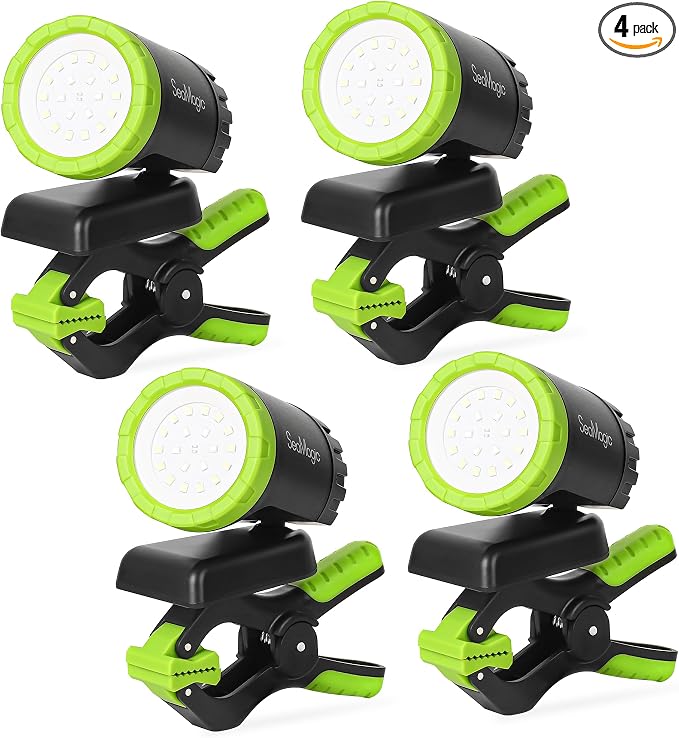 4-Pack Rechargeable LED Clamp Work Light, Magnetic Base & Clamp | 360°Adjustable Spotlight, Clip Light for Garage, BBQ, Car Repair, Household & Emergency Use